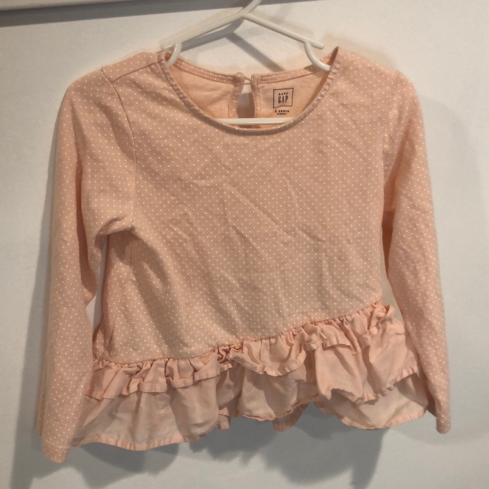 Gap Girl pink peplum long sleeve shirt